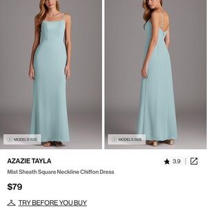 Azazie Tayla Mist Sheath Square Neckline Chiffon Dress